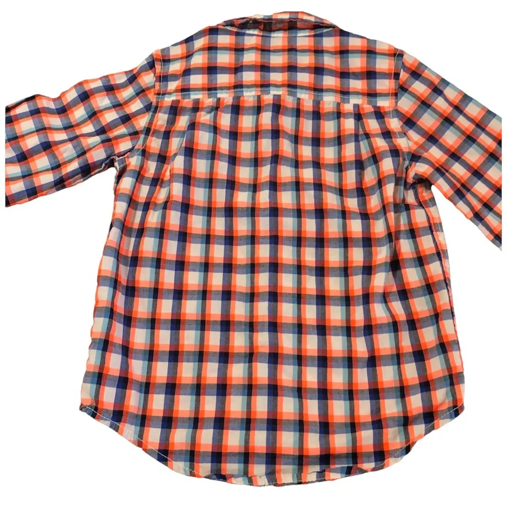 The Children’s Place• Orange | Blue Plaid Striped Button Down Long Sleeve